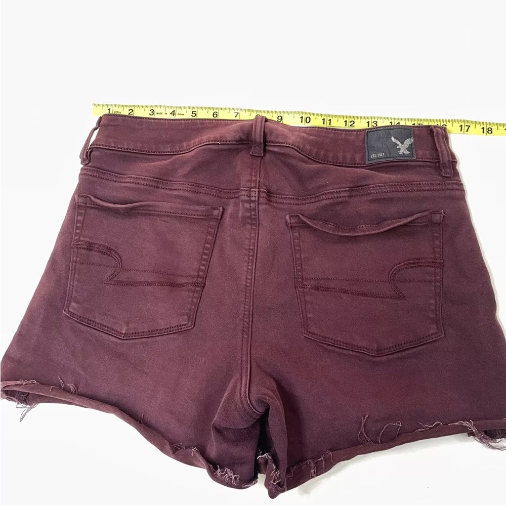 Y2K American Eagle Women Size 12 Hi Rise Shortie Shorts Jean Purple Stretch 0474 - Picture 5 of 9